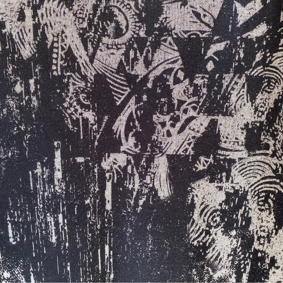 EUC Black Y2K Abstract Print Mykonos V-neck knit T-shirt Size L - Picture 6 of 7